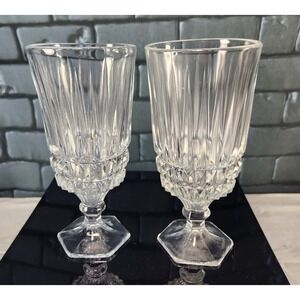 Set of 2 Vintage Fostoria Heritage Footed Water Goblets
